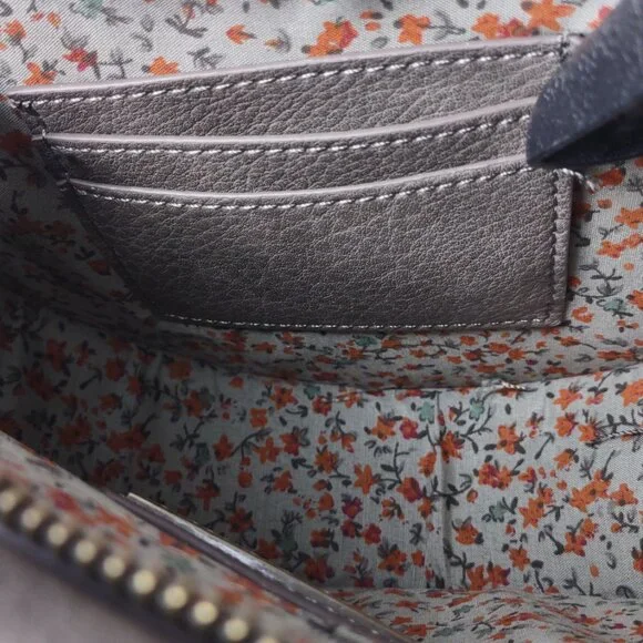 Antik Kraft Round Crossbody Bag Gray Brown Faux Leather Braided Handle - Picture 10 of 14